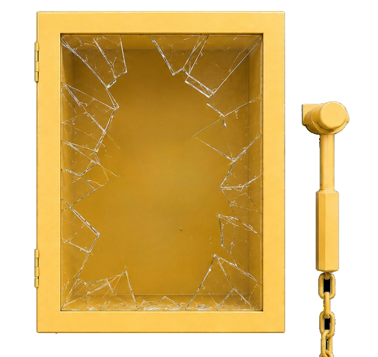 Broken glass case