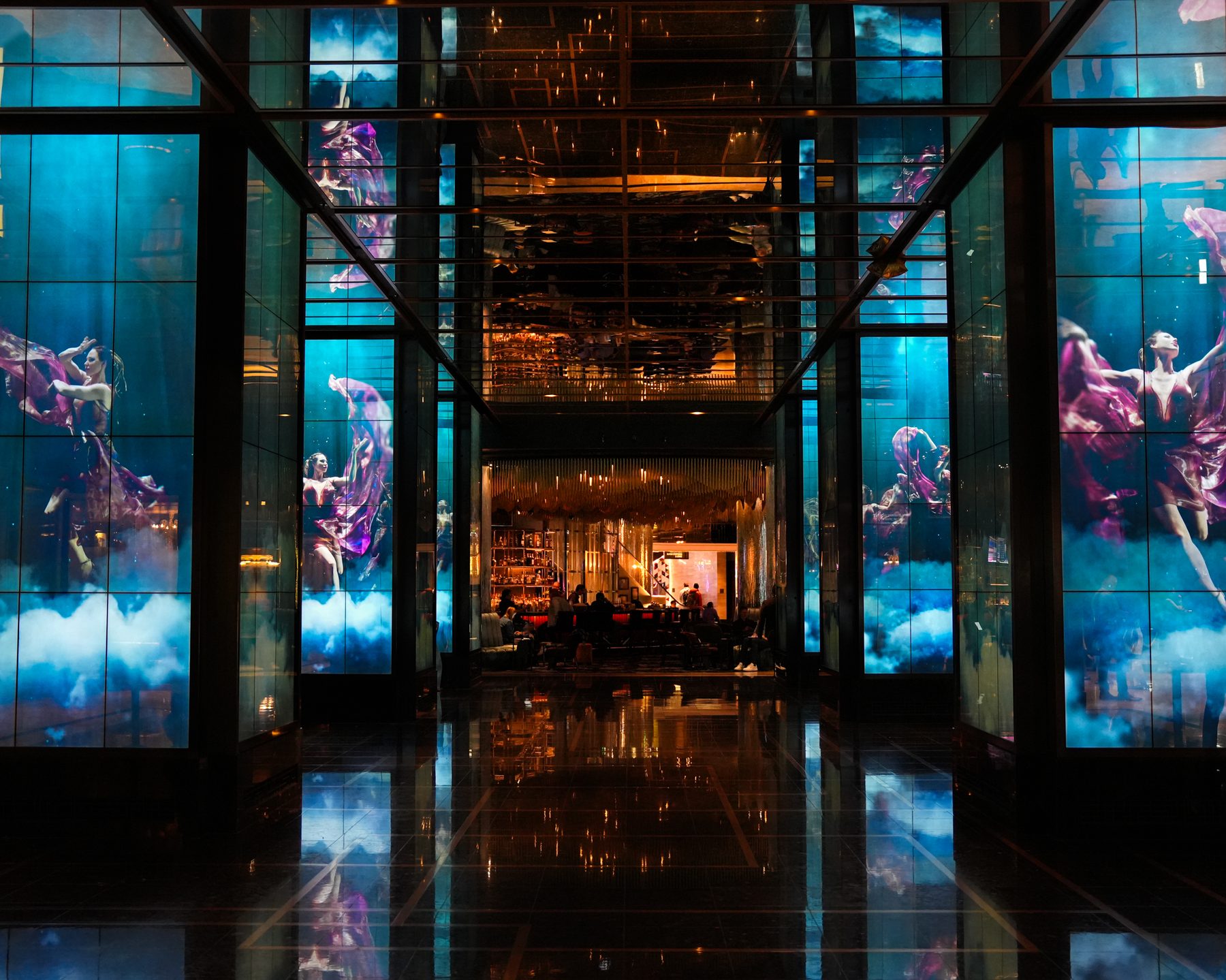 Cosmopolitan Las Vegas — underwater dancer hallway