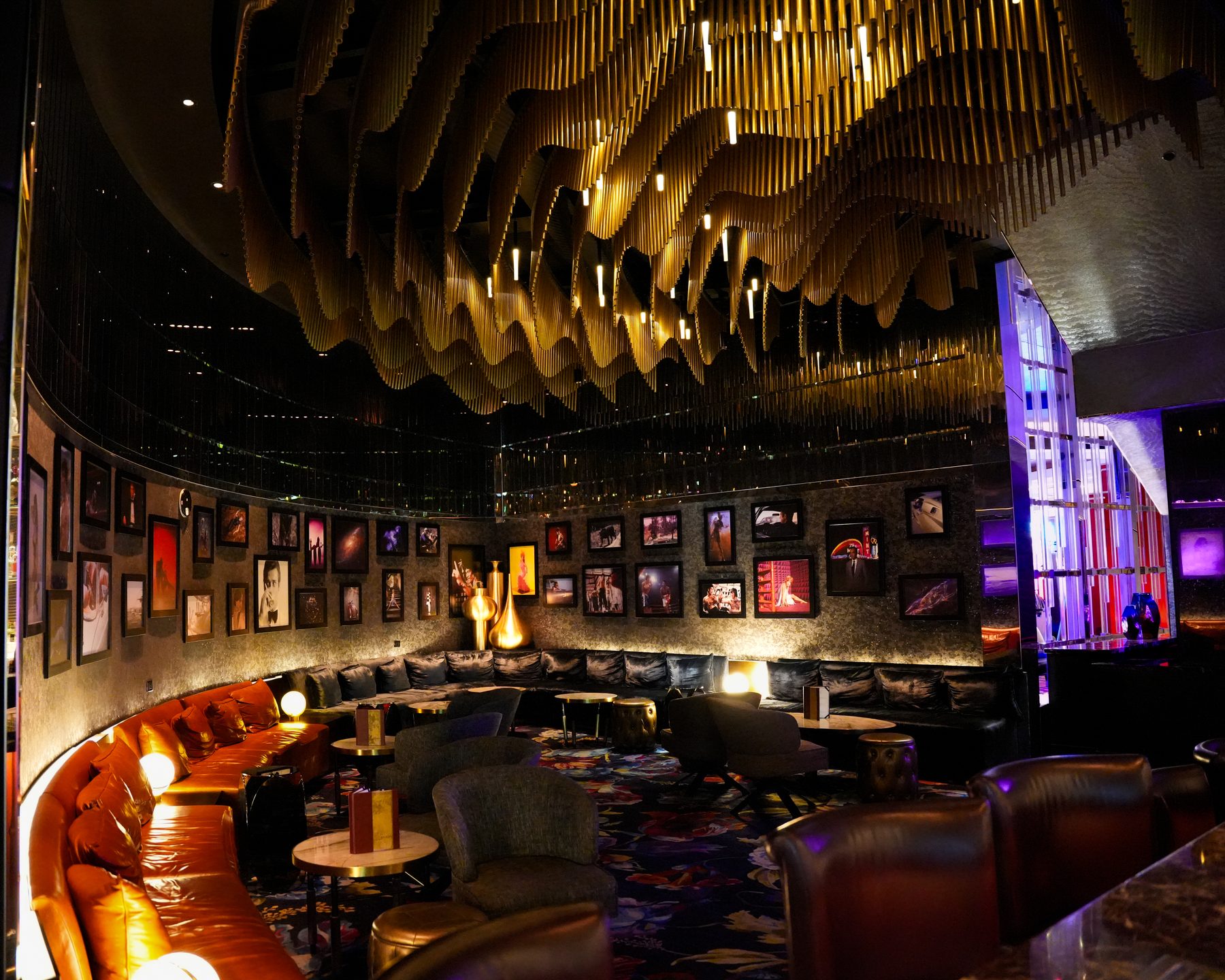 Gold lounge gallery wall